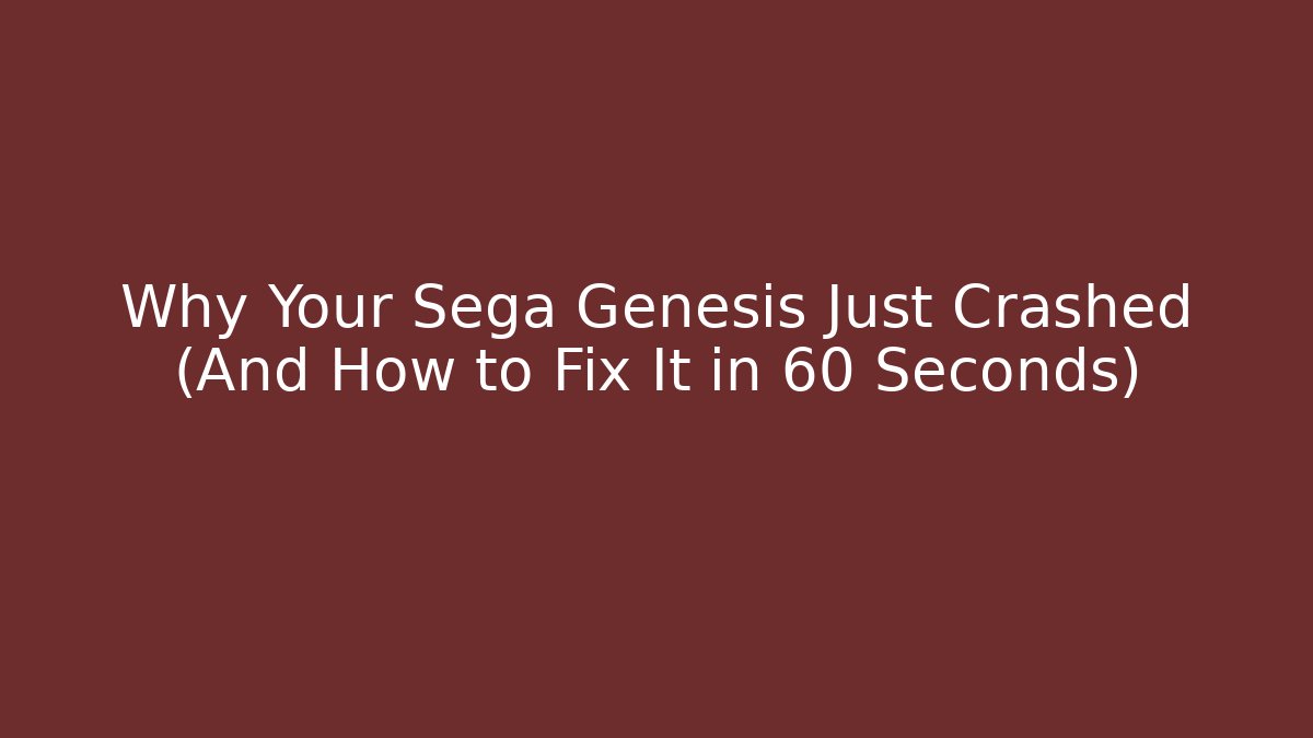 Why Your Sega Genesis Just Crashed (And How to Fix It in 60 Seconds)