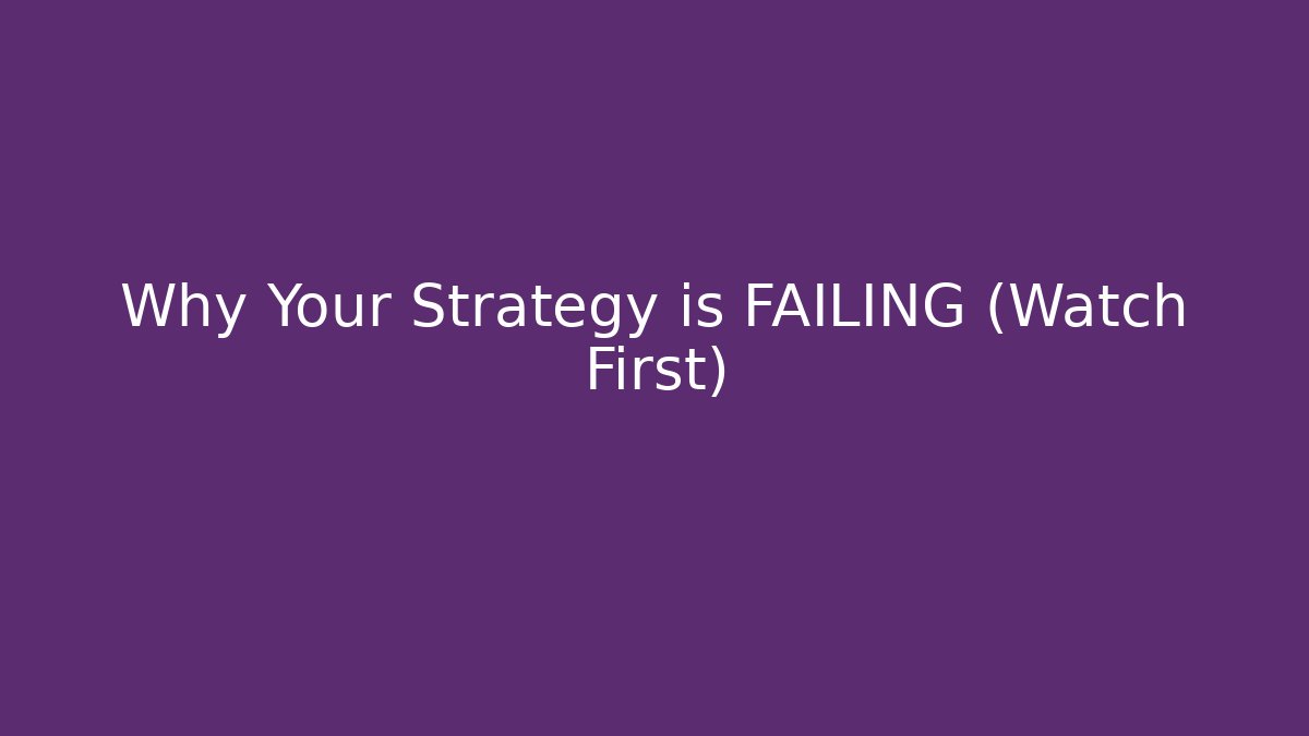 Why Your Strategy is FAILING (Watch First) - Create More Assets
