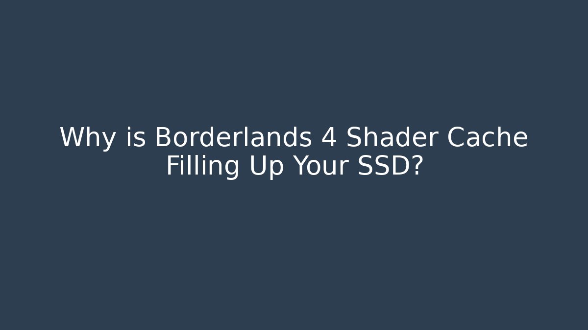 Why is Borderlands 4 Shader Cache Filling Up Your SSD?
