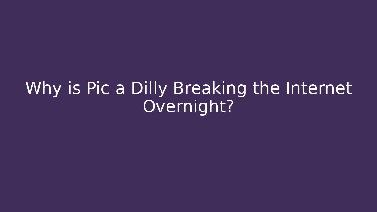 Why is Pic a Dilly Breaking the Internet Overnight? - Create More Assets