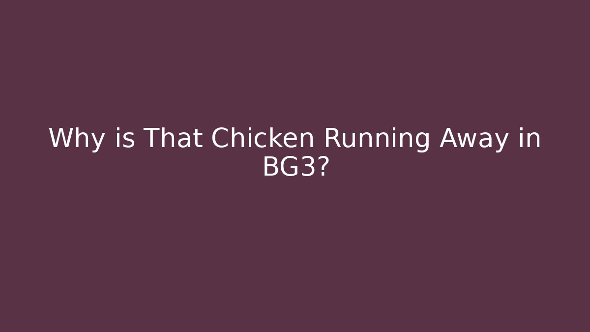 Why is That Chicken Running Away in BG3? - Create More Assets