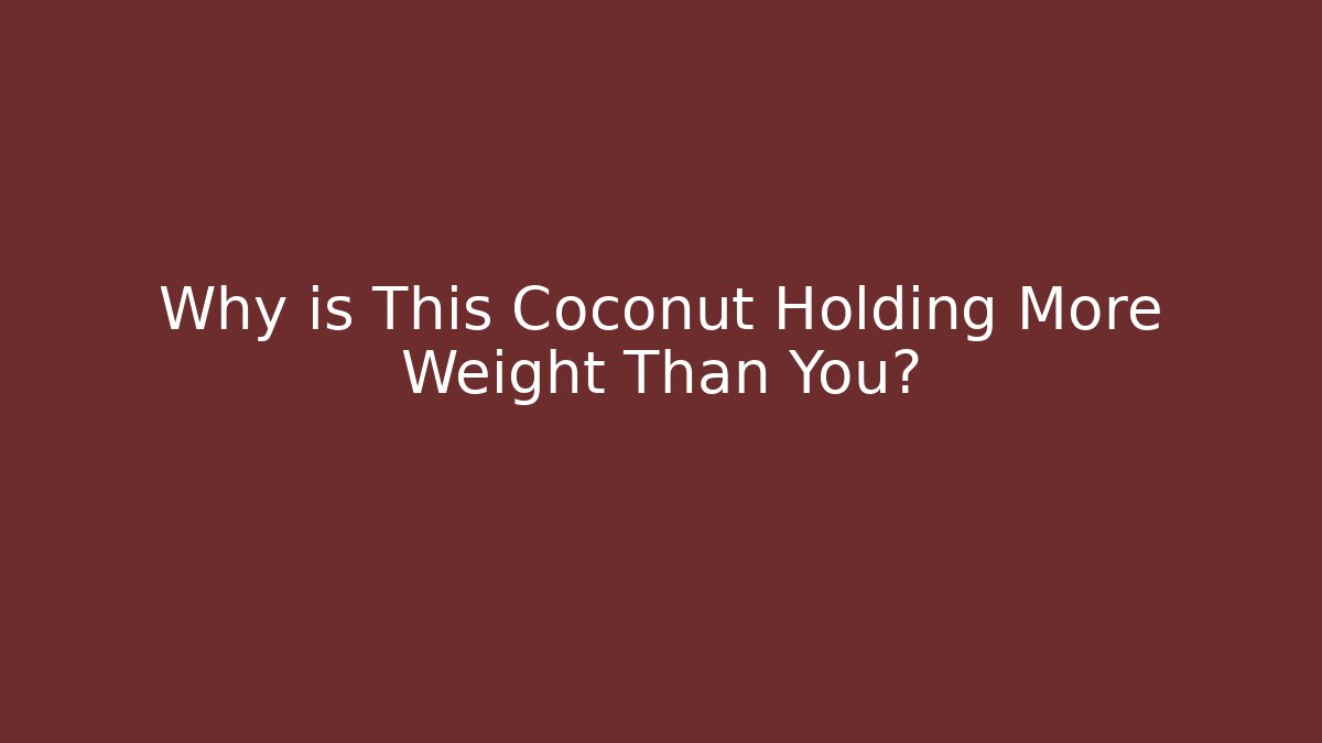 Why is This Coconut Holding More Weight Than You?