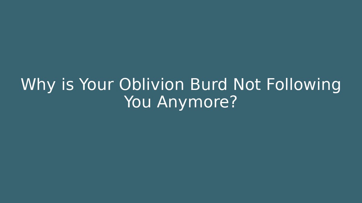 Why is Your Oblivion Burd Not Following You Anymore?