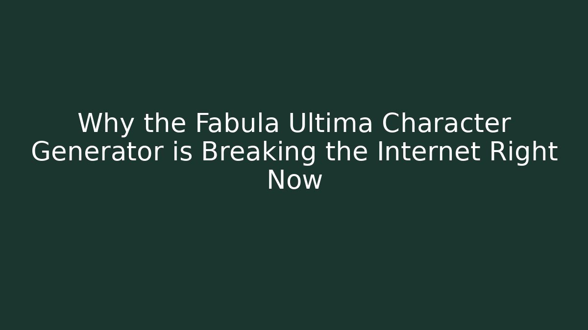 Why the Fabula Ultima Character Generator is Breaking the Internet Right Now