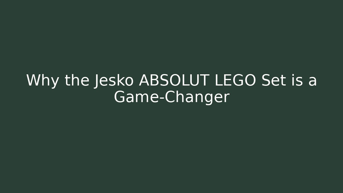 Why the Jesko ABSOLUT LEGO Set is a Game-Changer