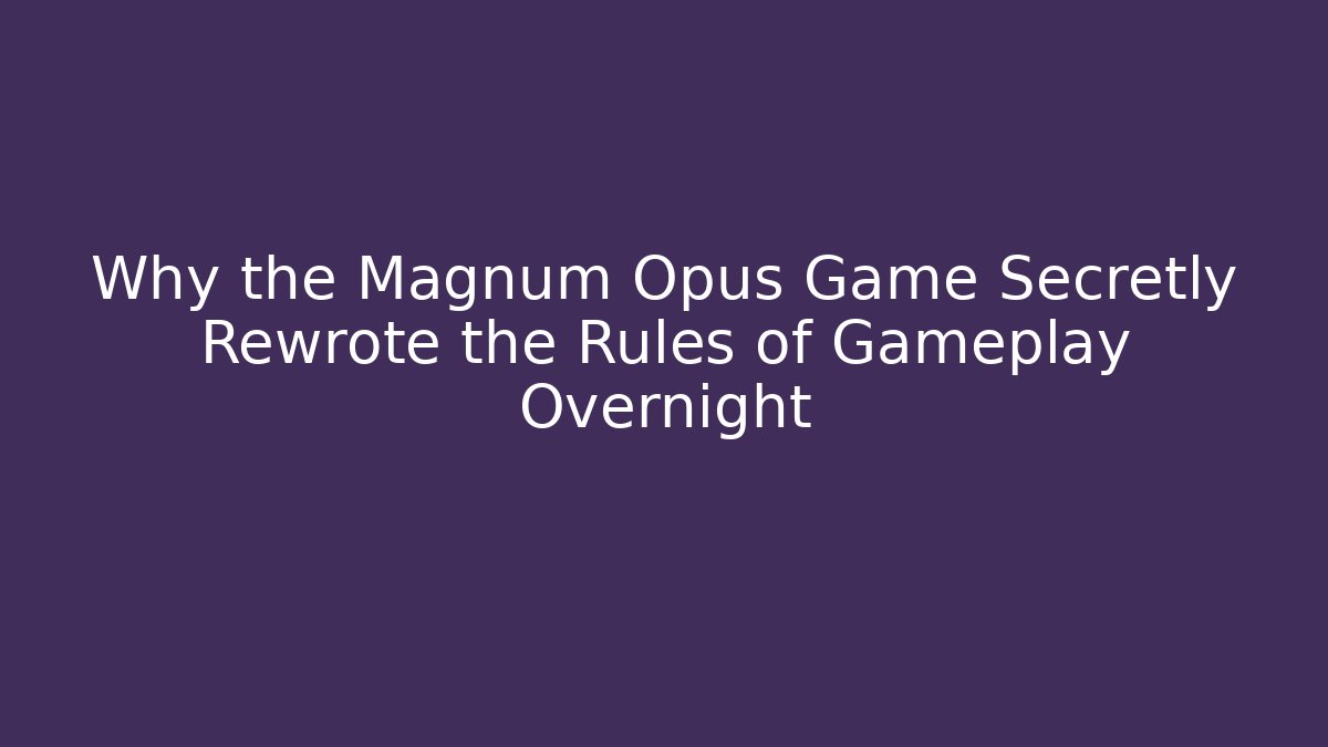 Why the Magnum Opus Game Secretly Rewrote the Rules of Gameplay Overnight