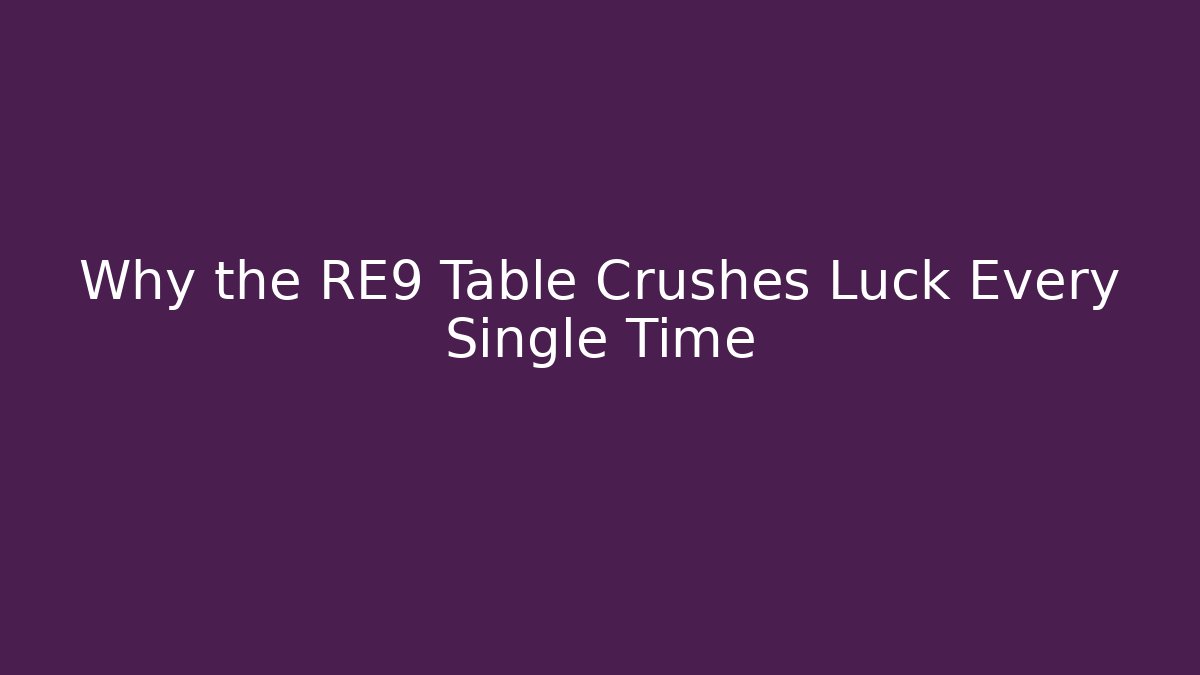 Why the RE9 Table Crushes Luck Every Single Time - Create More Assets