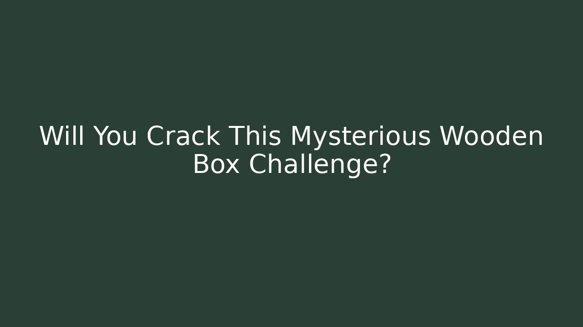 Will You Crack This Mysterious Wooden Box Challenge?