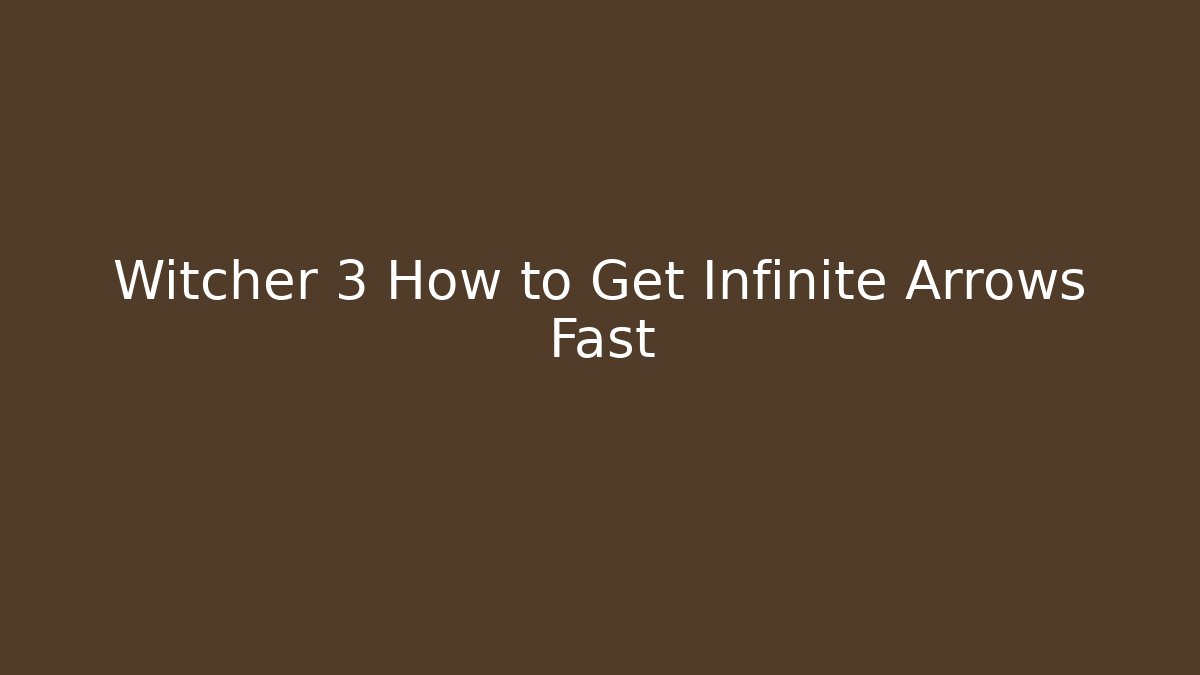 Witcher 3 How to Get Infinite Arrows Fast - Create More Assets