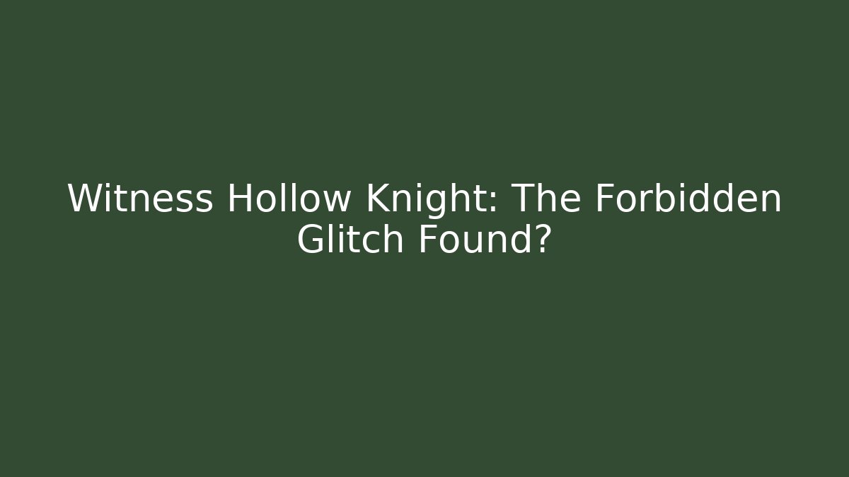 Witness Hollow Knight: The Forbidden Glitch Found?
