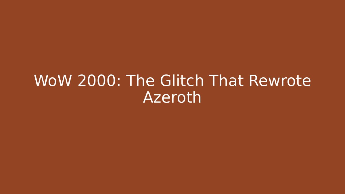 WoW 2000: The Glitch That Rewrote Azeroth
