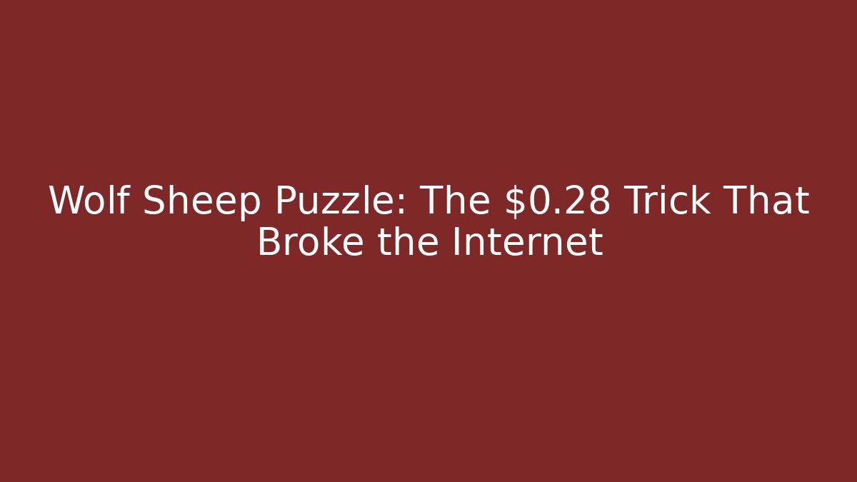 Wolf Sheep Puzzle: The $0.28 Trick That Broke the Internet