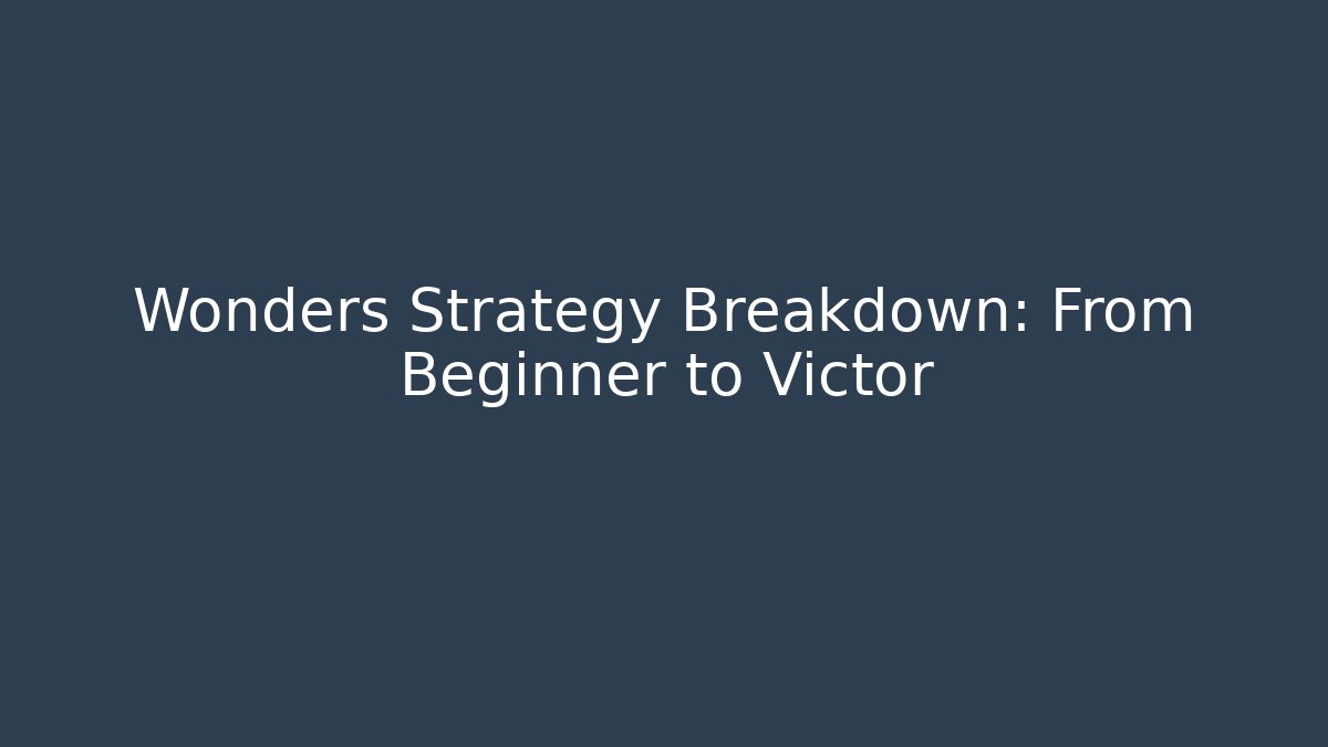 Wonders Strategy Breakdown: From Beginner to Victor - Create More Assets
