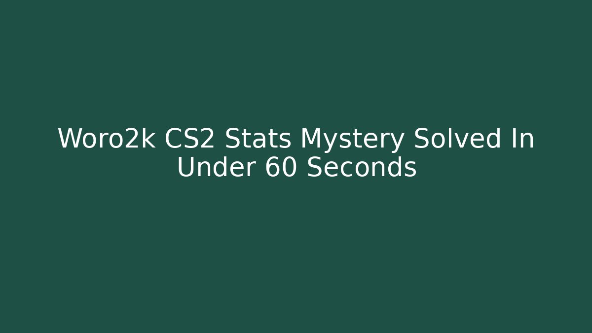 Woro2k CS2 Stats Mystery Solved In Under 60 Seconds - Create More Assets