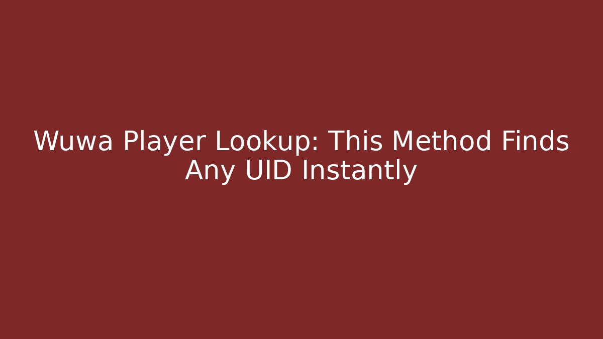 Wuwa Player Lookup: This Method Finds Any UID Instantly - Create More Assets