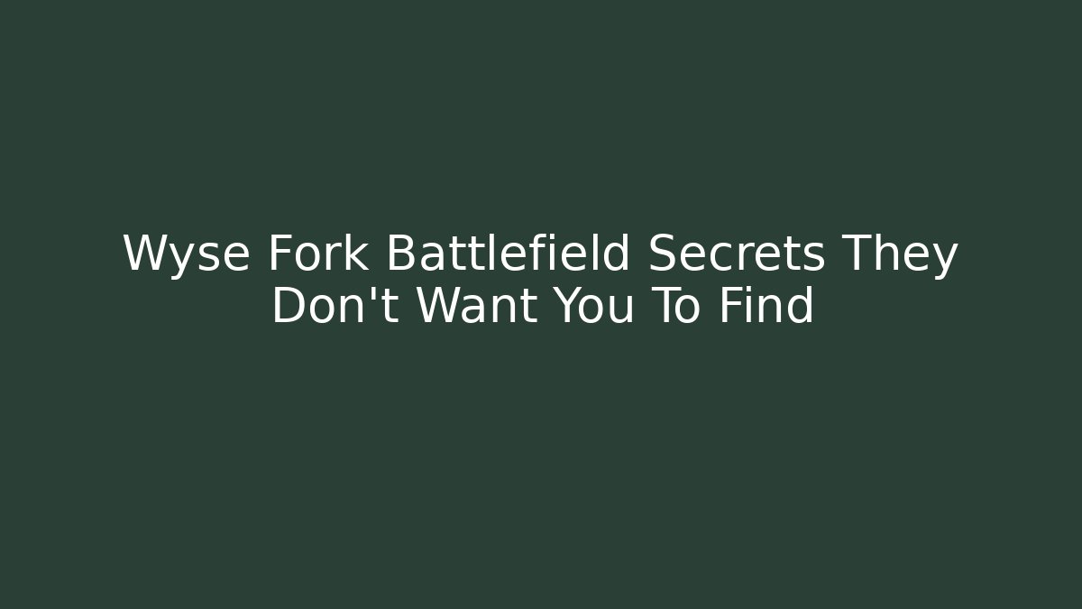 Wyse Fork Battlefield Secrets They Don't Want You To Find