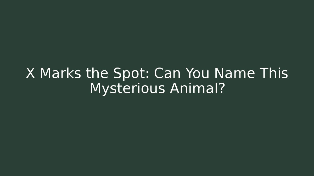 X Marks the Spot: Can You Name This Mysterious Animal?