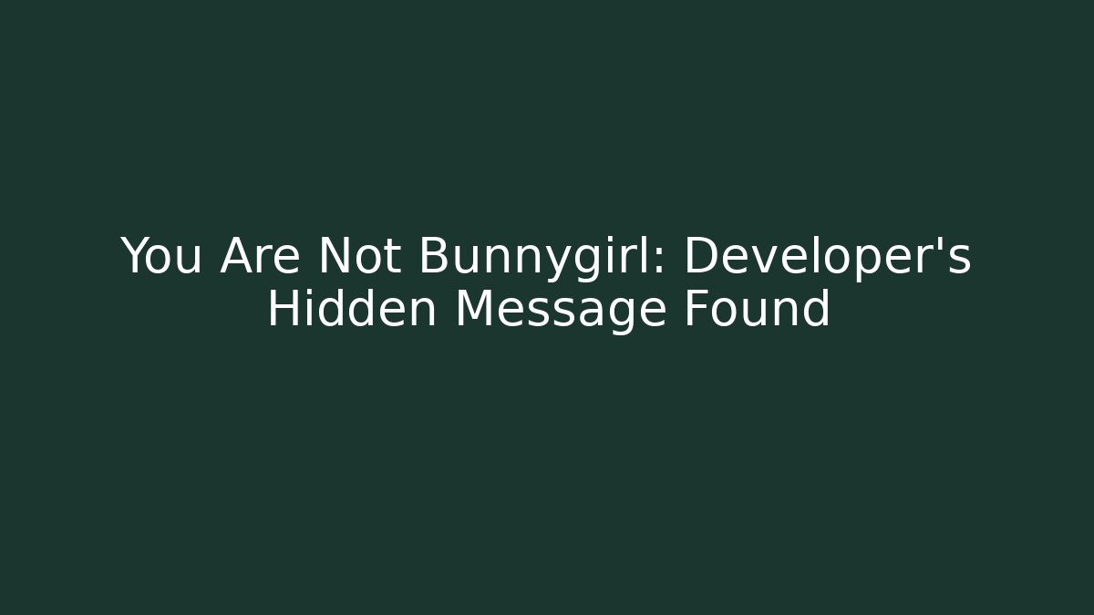 You Are Not Bunnygirl: Developer's Hidden Message Found - Create More Assets
