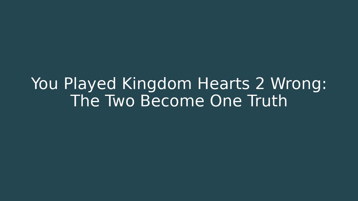 You Played Kingdom Hearts 2 Wrong: The Two Become One Truth