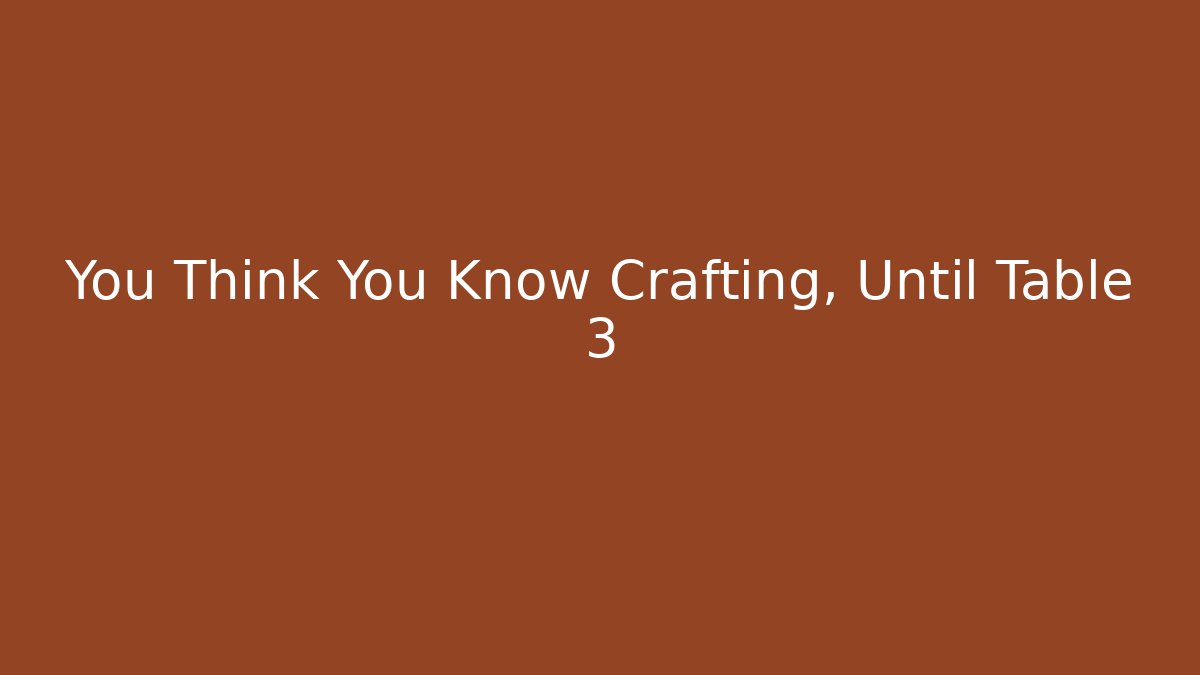 You Think You Know Crafting, Until Table 3