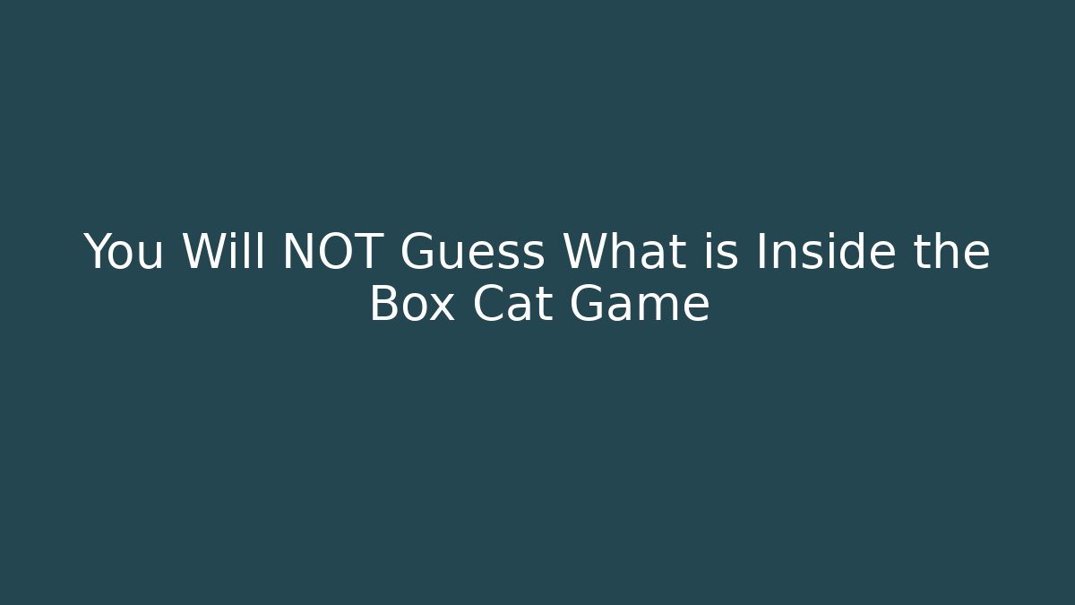 You Will NOT Guess What is Inside the Box Cat Game