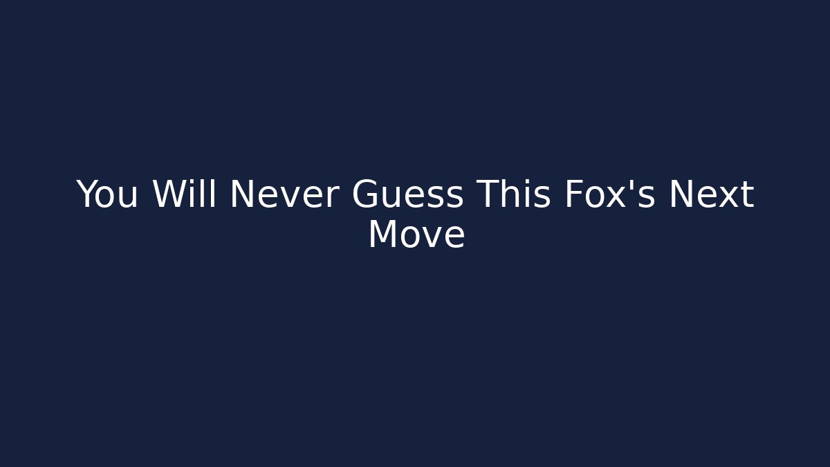 You Will Never Guess This Fox’s Next Move
