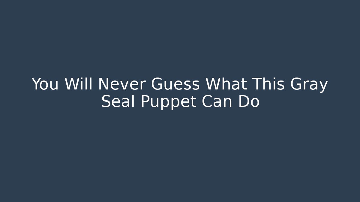 You Will Never Guess What This Gray Seal Puppet Can Do - Create More Assets