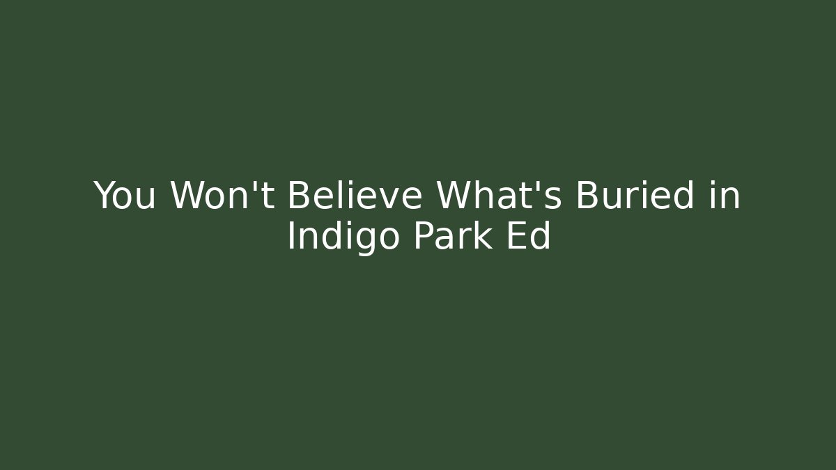 You Won't Believe What's Buried in Indigo Park Ed