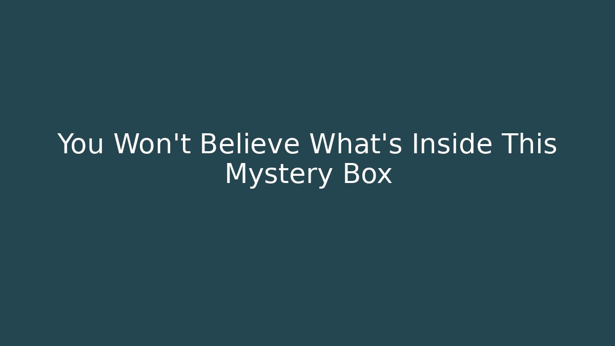 You Won't Believe What's Inside This Mystery Box