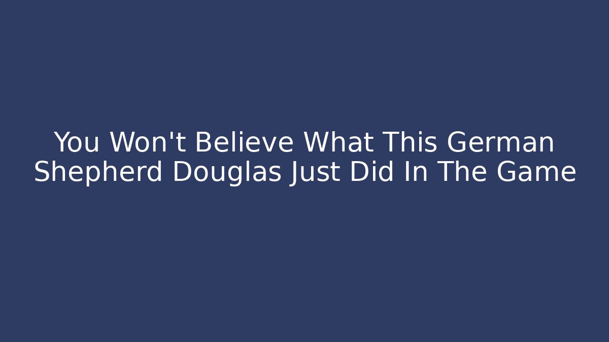 You Won't Believe What This German Shepherd Douglas Just Did In The Game