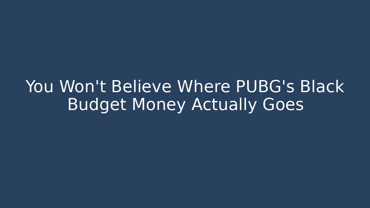 You Won't Believe Where PUBG's Black Budget Money Actually Goes