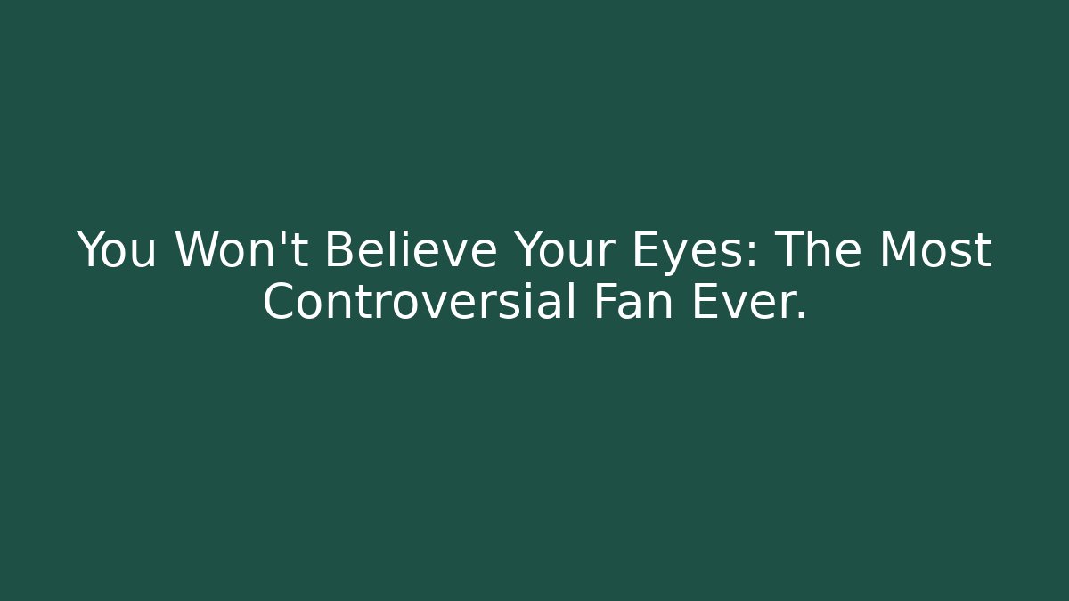 You Won't Believe Your Eyes: The Most Controversial Fan Ever.