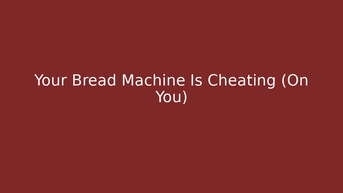 Your Bread Machine Is Cheating (On You) - Create More Assets