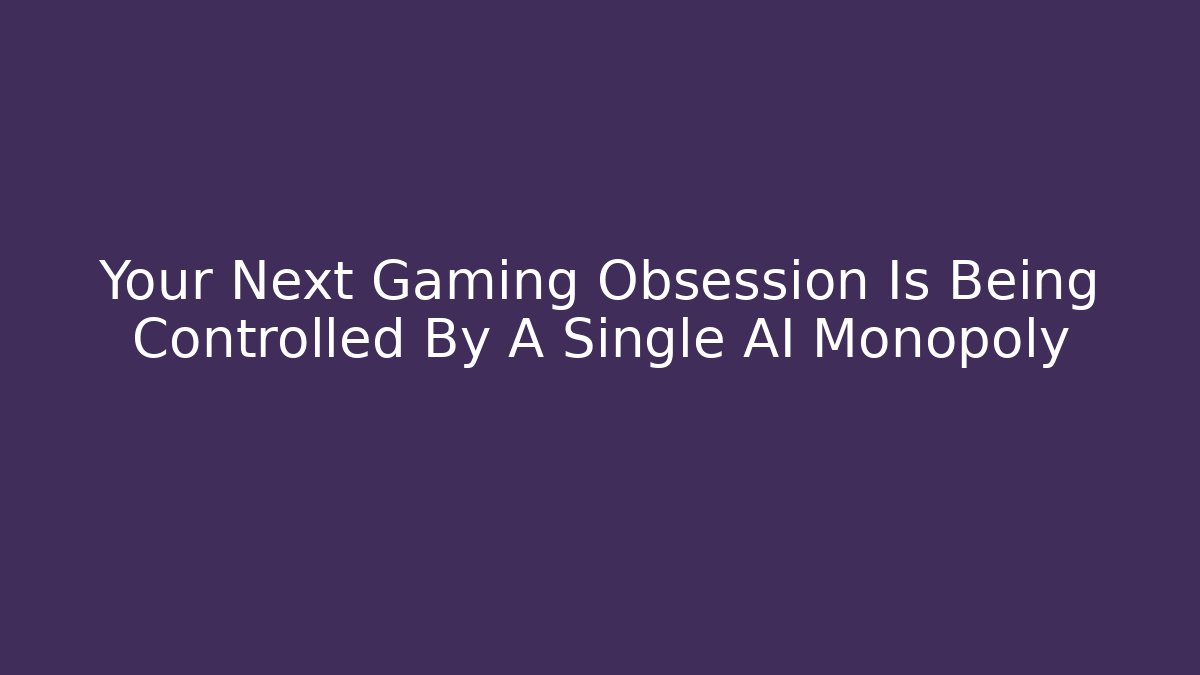 Your Next Gaming Obsession Is Being Controlled By A Single AI Monopoly
