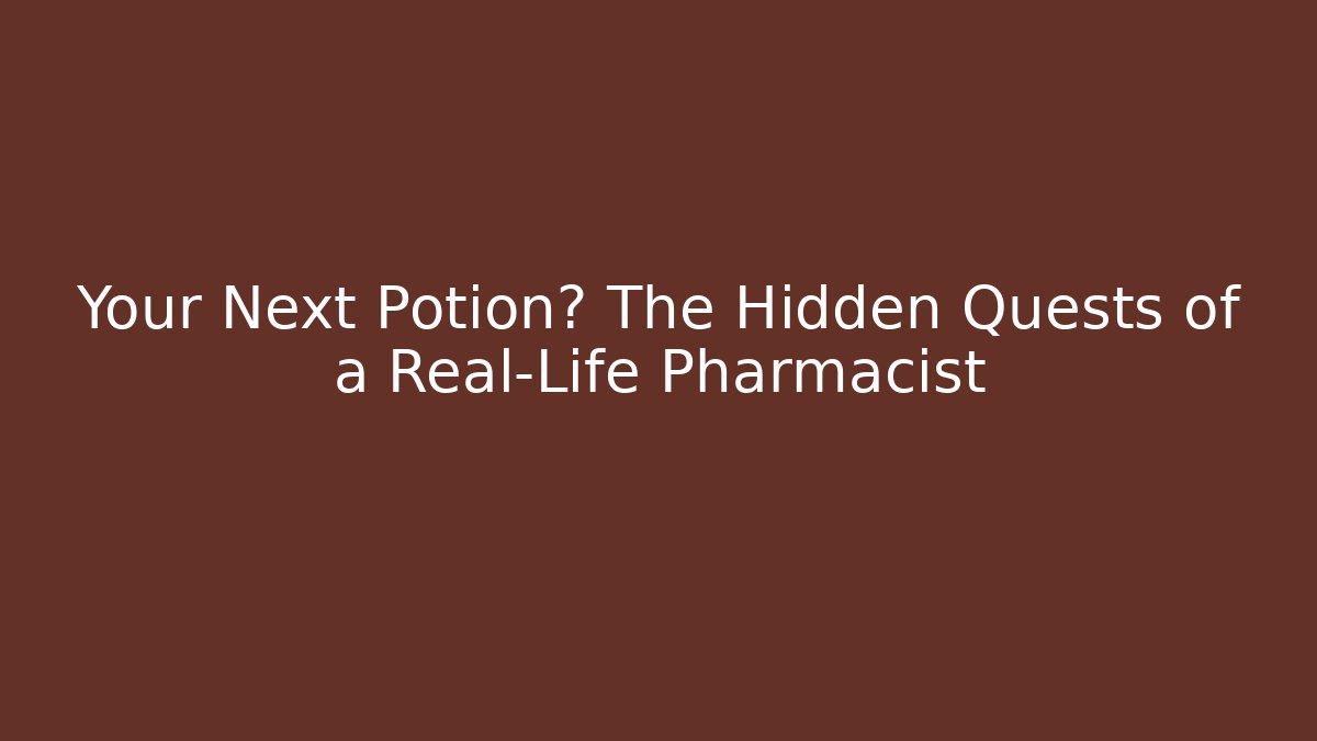 Your Next Potion? The Hidden Quests of a Real-Life Pharmacist