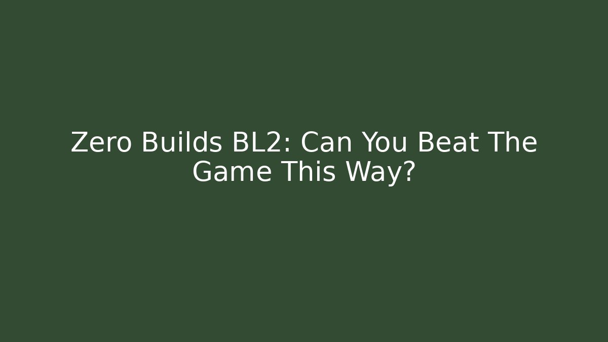 Zero Builds BL2: Can You Beat The Game This Way?