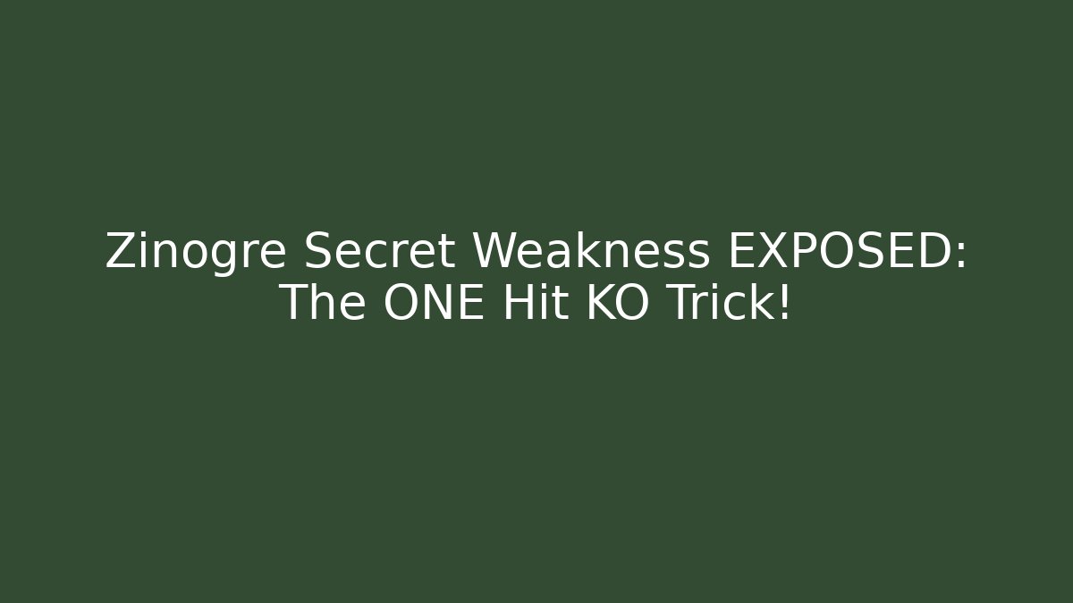 Zinogre Secret Weakness EXPOSED: The ONE Hit KO Trick!