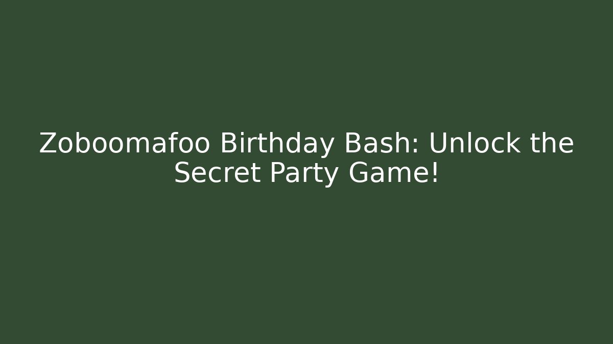 Zoboomafoo Birthday Bash: Unlock the Secret Party Game!