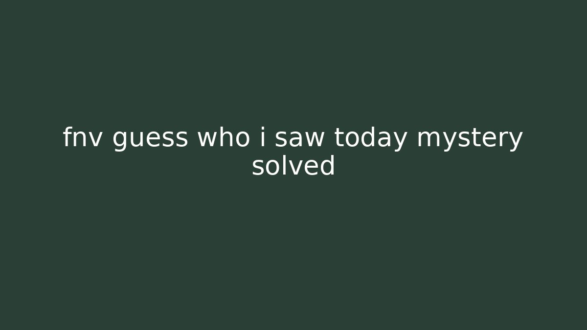fnv guess who i saw today mystery solved