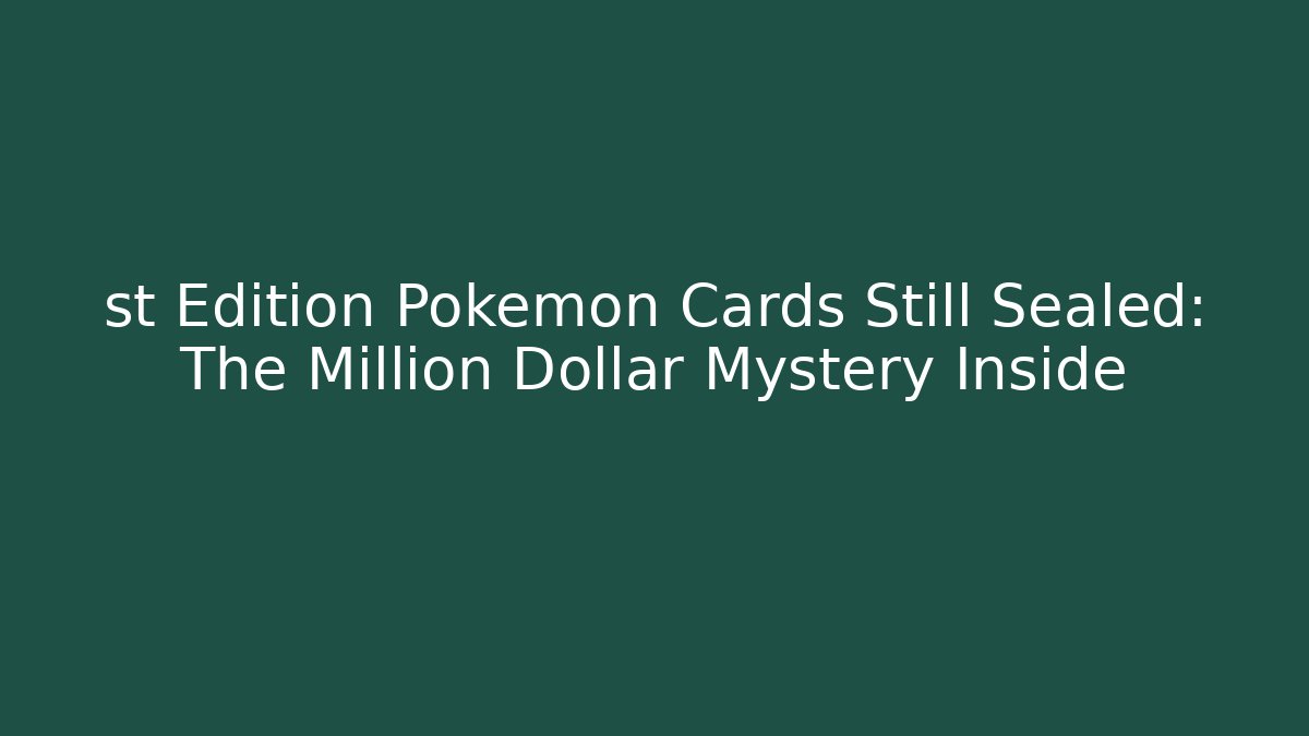 st Edition Pokemon Cards Still Sealed: The Million Dollar Mystery Inside