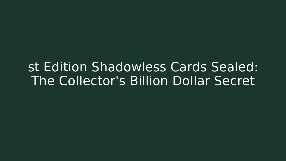 st Edition Shadowless Cards Sealed: The Collector's Billion Dollar Secret